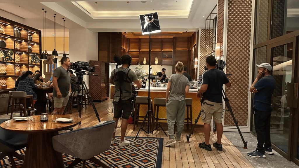local film crew and prodcution team help to shoot documentaries in nepal