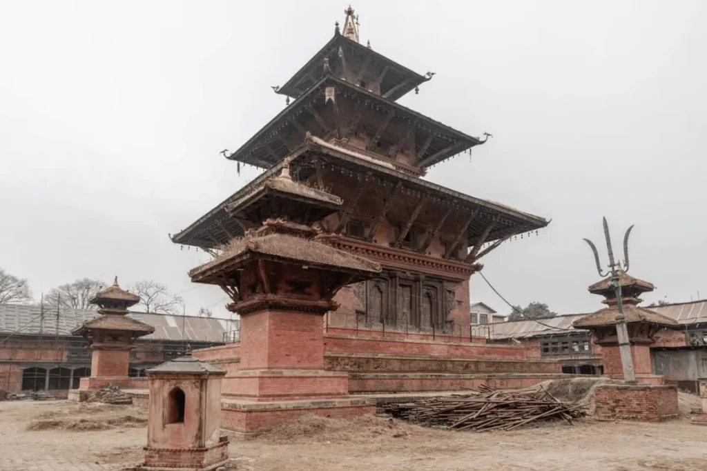 Changu Narayan temple, a three-tiered pagoda on a red-brick plinth in Kathmandu Valley's oldest UNESCO world heritage sites 